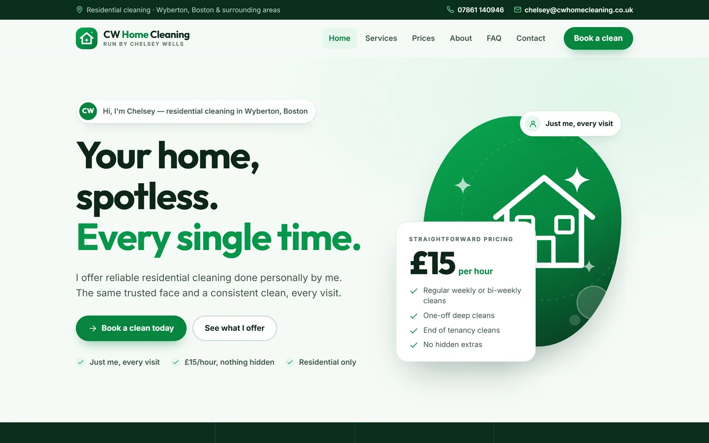 CW Home Cleaning website